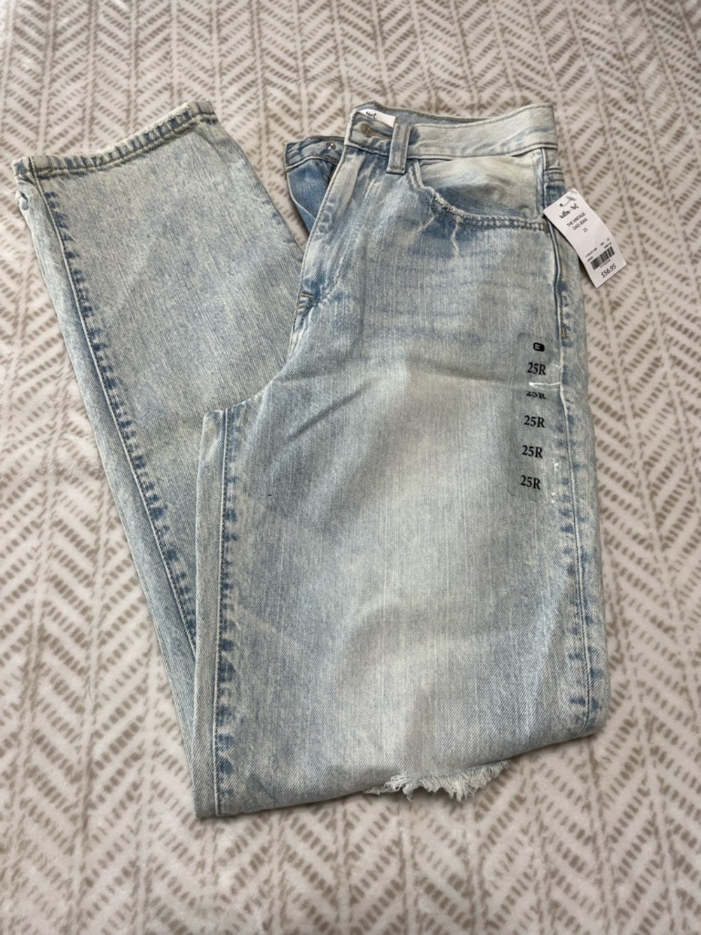 Willow & Root Distressed Light Blue Straight-Leg Dad Jeans 25